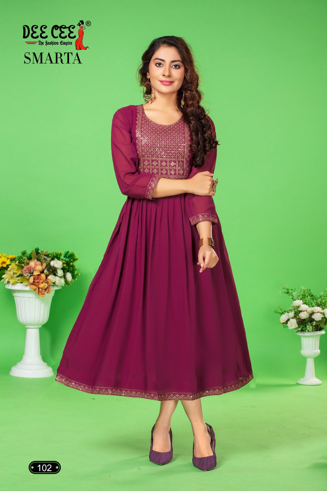 Smarta By Dee Cee Plain Georgette Embroidery Kurtis Wholesale Shop In Surat